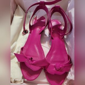 Alexandre Birman clarita 30 bow embellished pink open toe leather sandal